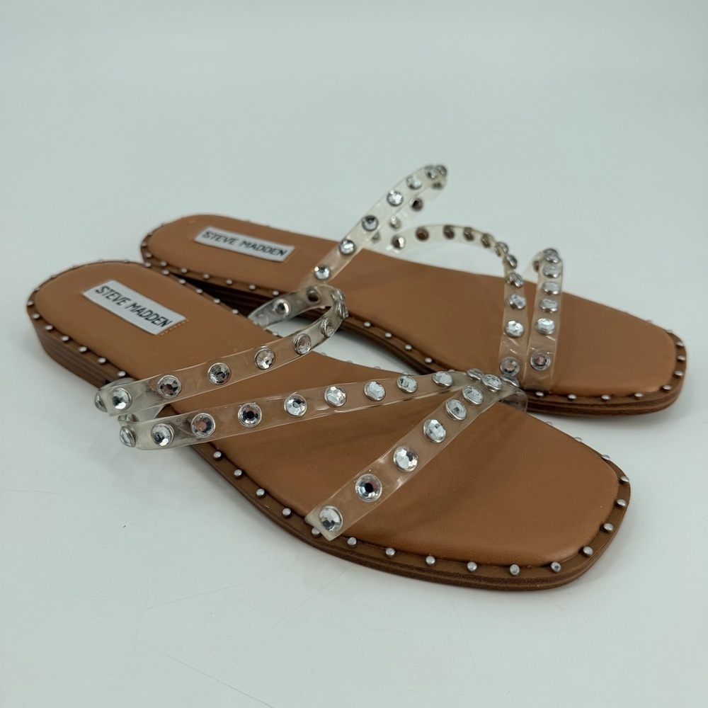 Steve Madden Skyler Clear Y2K Style Studded Sandals 9.5
